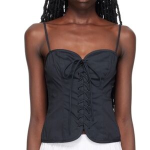 Staud Emery Lace Up Top in Black size S